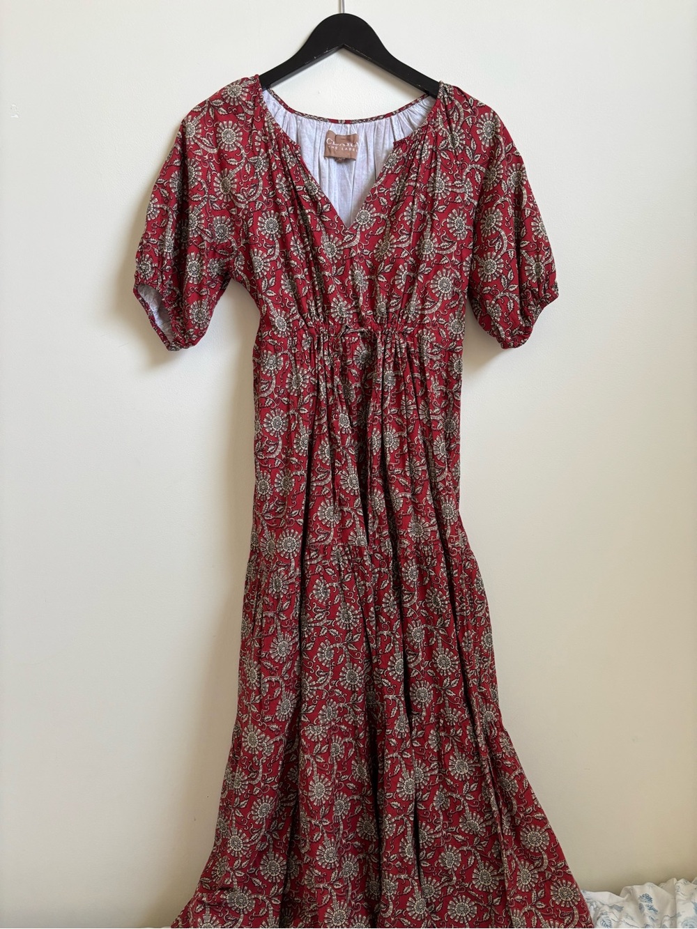 Victoria Dunn Red Floral V-Neck Tiered Maxi Dress